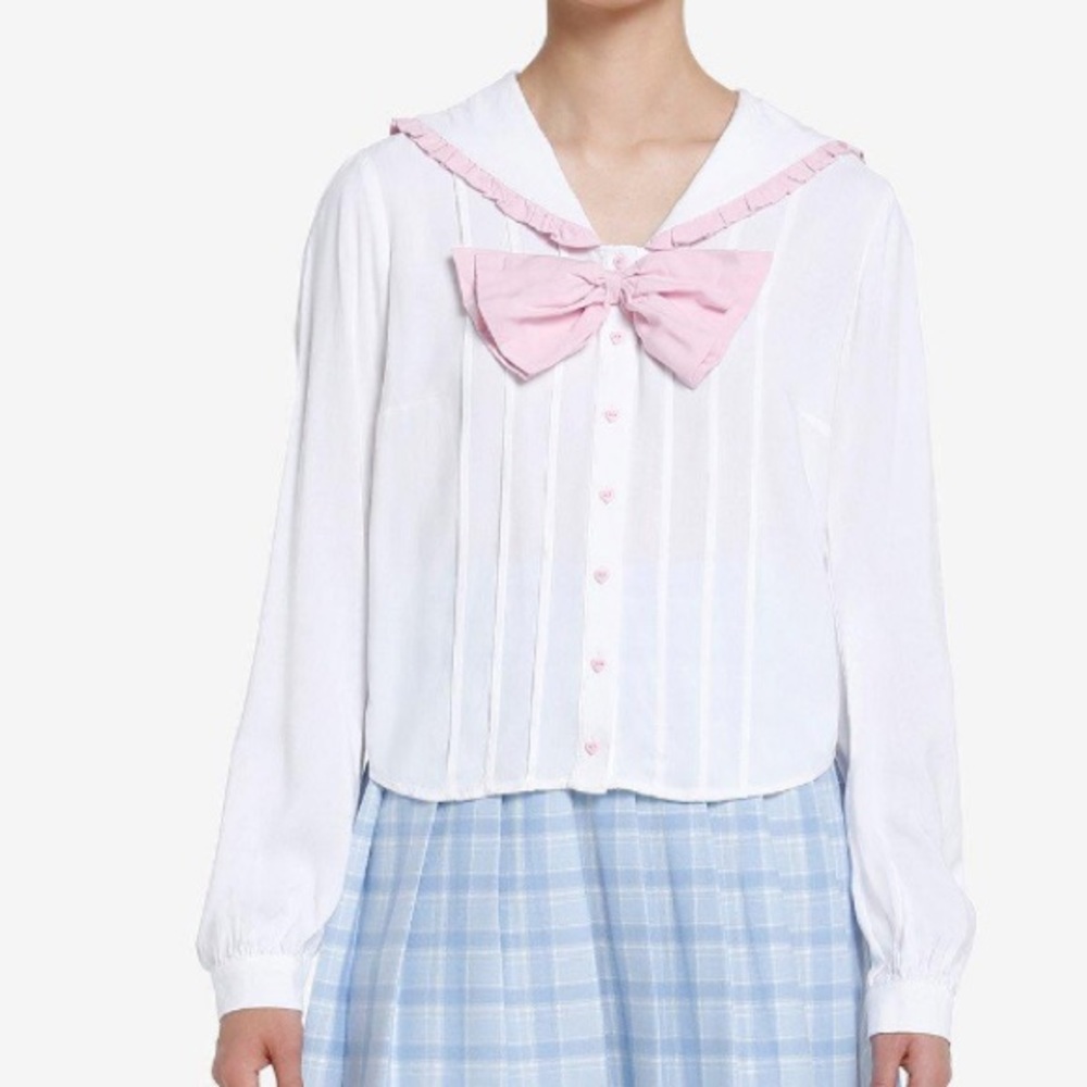 Sweet Society Bunny Sailor Collar Long Sleeve Woven Top Hot Topic Kawaii‎